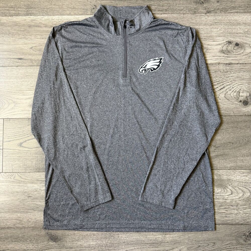 Philadelphia Eagles NFL Team Apparel 1/4 Zip Gray Pullover - Size XL